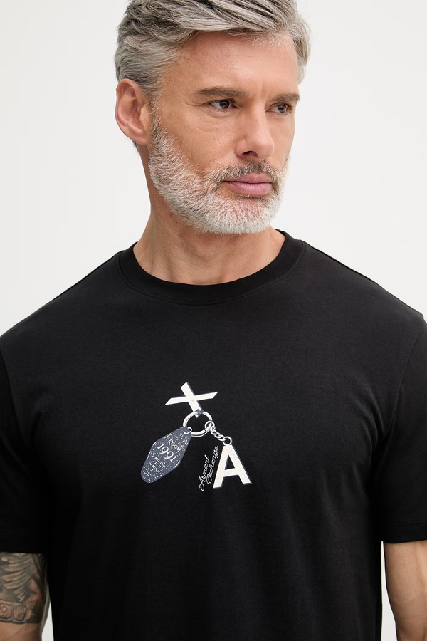Футболка basic чоловіча бавовняна Armani Exchange колір чорний фото 4