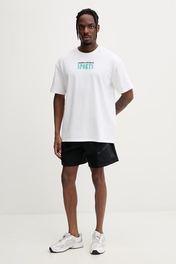 Футболка чоловіча з бавовною Under Armour HWT SPORTS колір білий фото 2