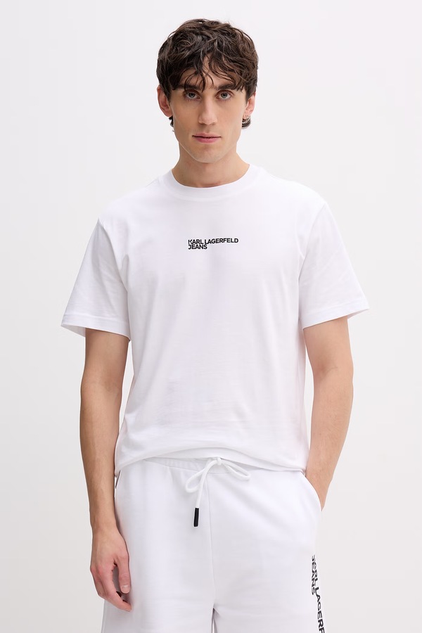 Футболка чоловіча бавовняна Karl Lagerfeld Jeans колір білий фото 2