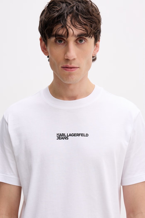 Футболка чоловіча бавовняна Karl Lagerfeld Jeans колір білий фото 4