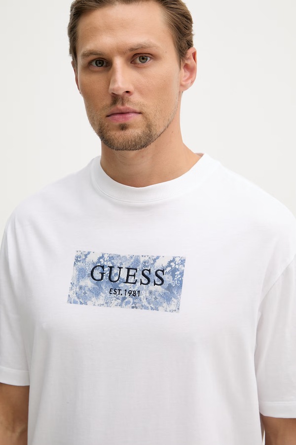 Футболка чоловіча бавовняна Guess колір білий фото 4
