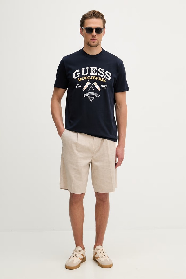 Футболка чоловіча бавовняна Guess колір темно-синій