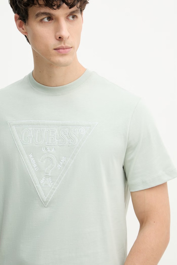 Футболка чоловіча бавовняна Guess колір зелений фото 4