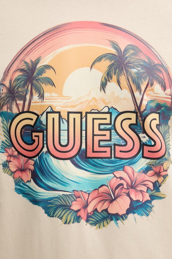 Футболка чоловіча бавовняна Guess колір бежевий фото 4