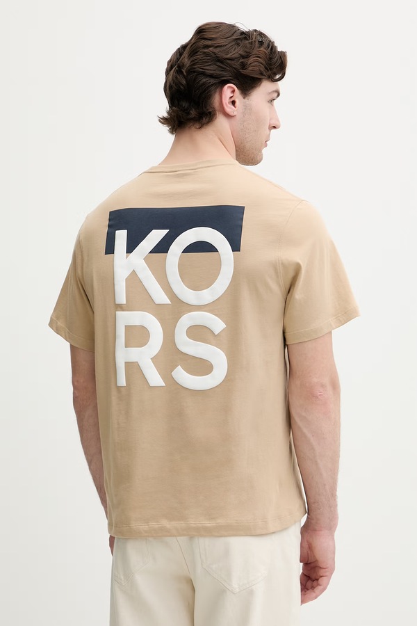 Футболка чоловіча бавовняна Michael Kors колір бежевий фото 2