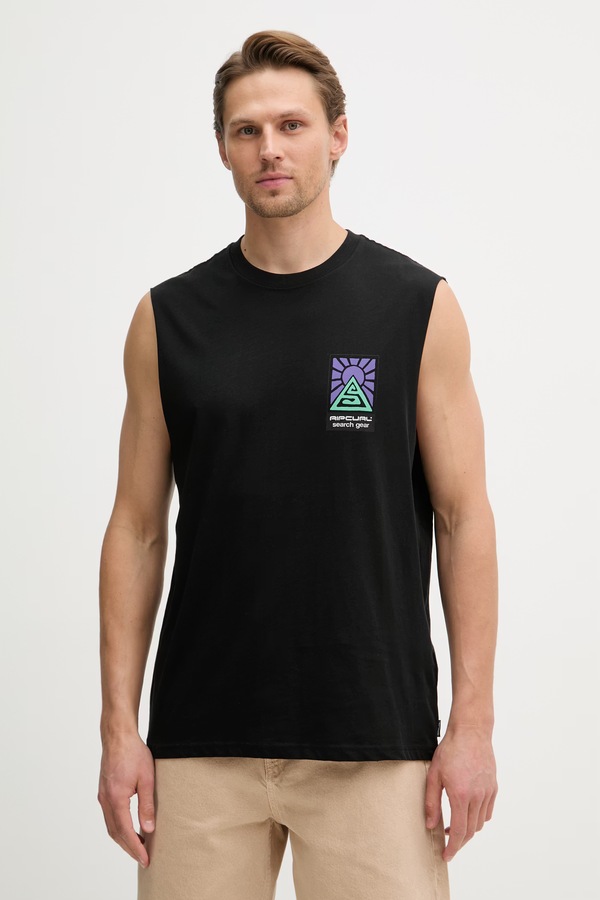 Топ чоловічий бавовняний Rip Curl SEARCH DAWN MUSCLE колір чорний фото 2