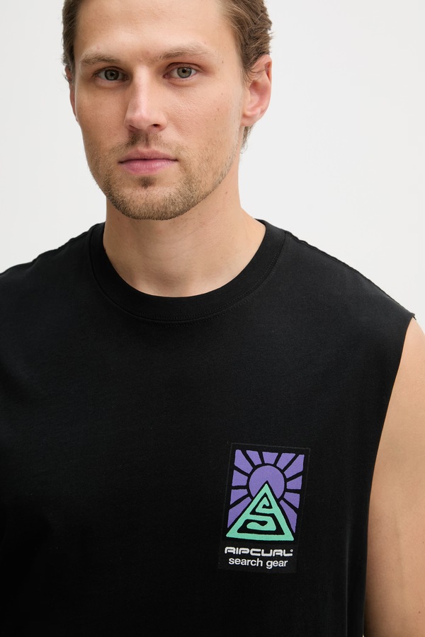 Топ чоловічий бавовняний Rip Curl SEARCH DAWN MUSCLE колір чорний фото 4