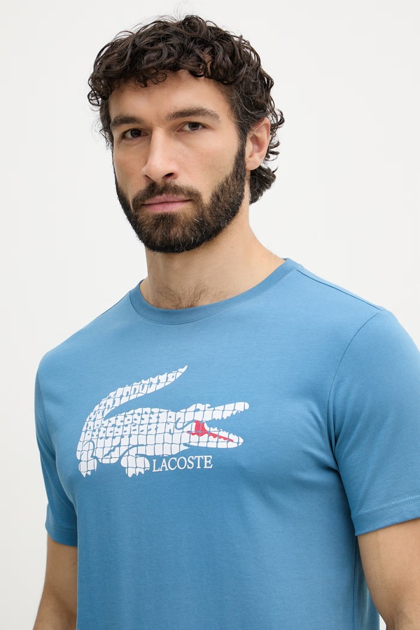 Футболка чоловіча з бавовною Lacoste колір блакитний фото 4