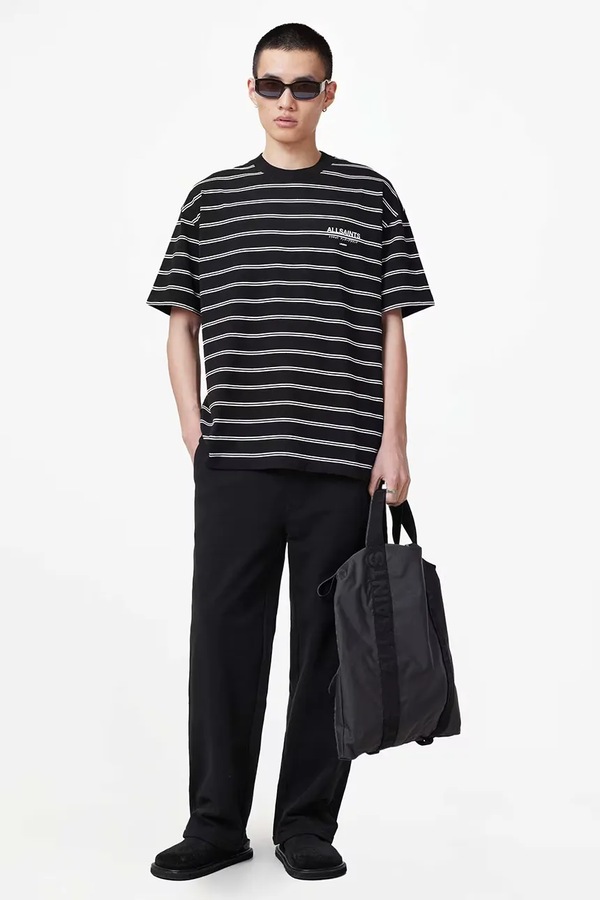 Футболка чоловіча бавовняна AllSaints UNDERGRND STRIPE SS колір чорний фото 2
