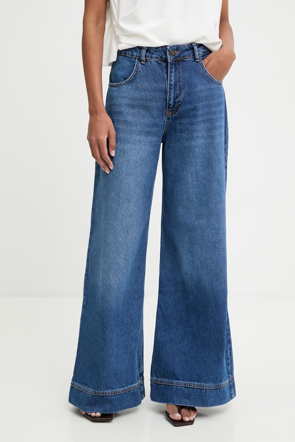 Джинси wide leg жіночі Answear.LAB колір блакитний