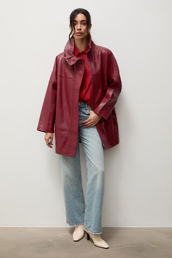 Куртка oversize жіноча шкіряна Answear.LAB колір червоний