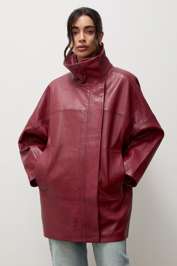 Куртка oversize жіноча шкіряна Answear.LAB колір червоний фото 4