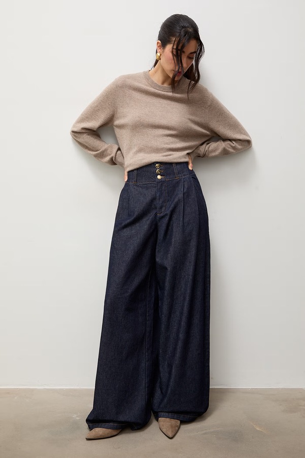 Джинсы wide leg женские Answear.LAB цвет темно-синий