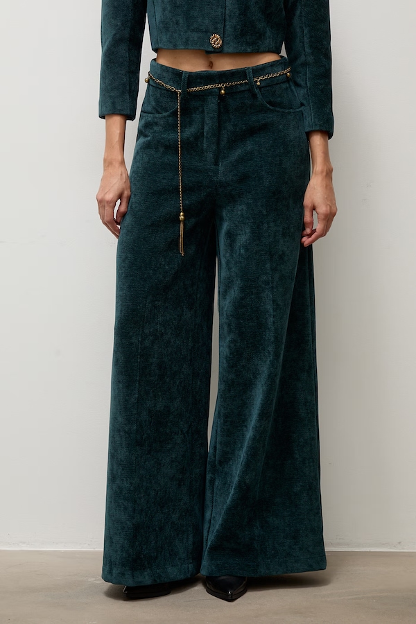 Штани wide leg жіночі вельветові Answear.LAB колір зелений фото 4