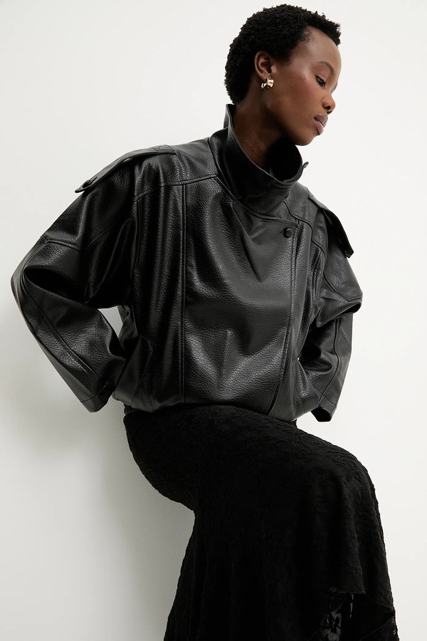 Куртка oversize женская из имитации кожи Answear.LAB цвет черный