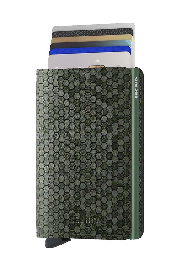 Шкіряний гаманець Secrid Slimwallet Hexagon Green колір зелений