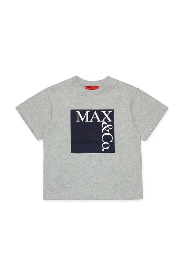 Детская хлопковая футболка Max&Co. MAXT1F T-SHIRT цвет серый