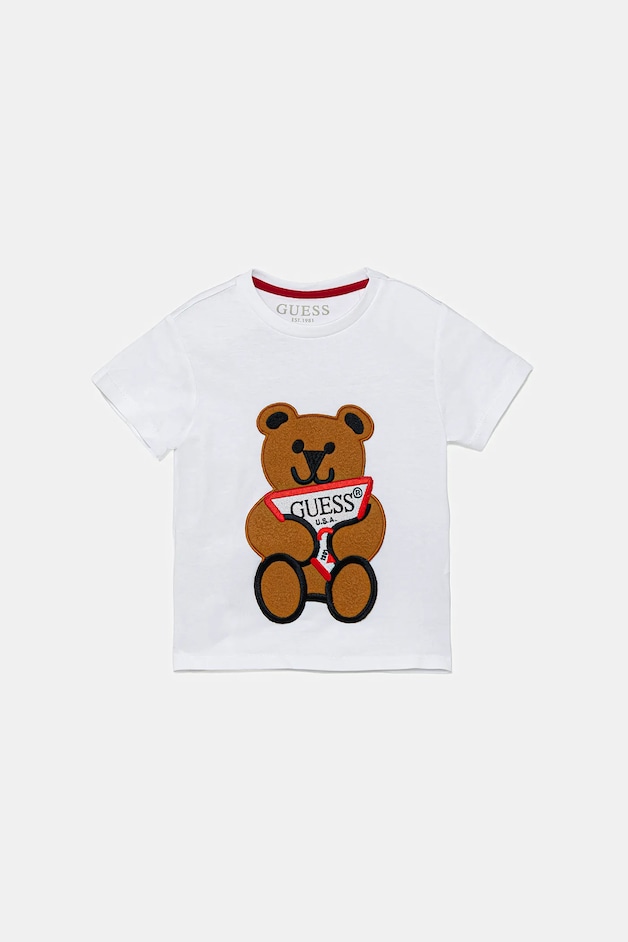 Guess Tricou copii culoarea alb, cu imprimeu