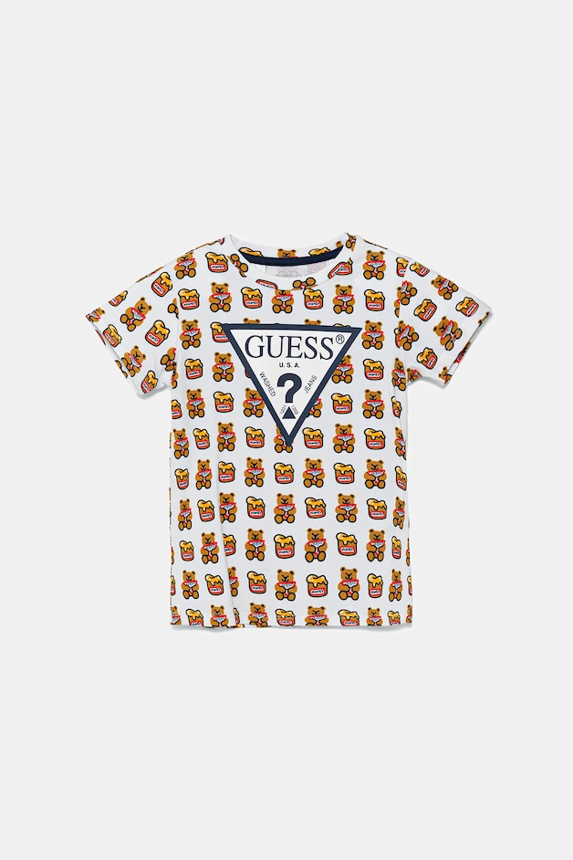 Guess tricou copii culoarea alb, cu imprimeu