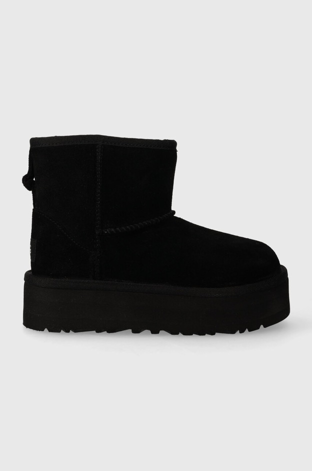 UGG cizme de zapada din piele intoarsa CLASSIC MINI PLATFORM culoarea negru