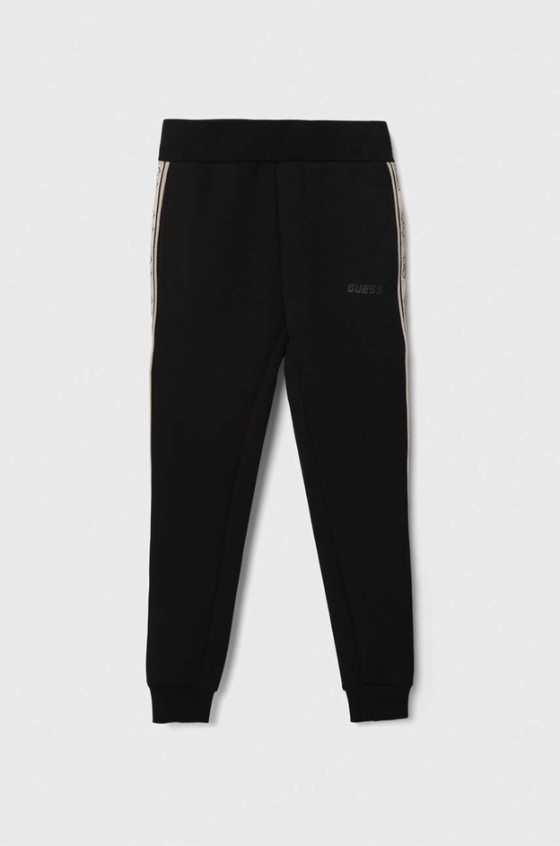 Guess pantaloni de trening pentru copii culoarea negru, modelator