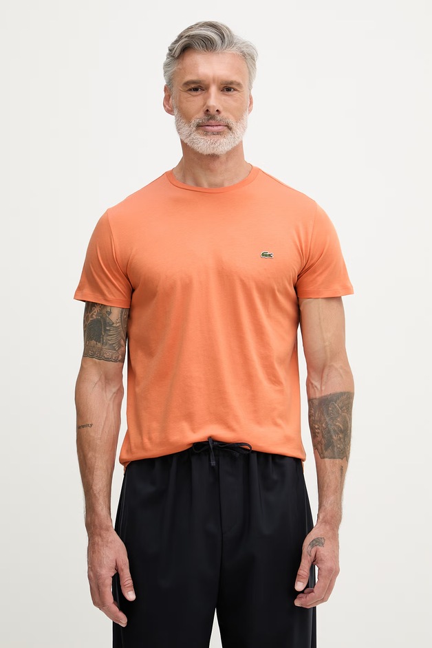 Lacoste Tricou bărbați bumbac portocaliu TH6709