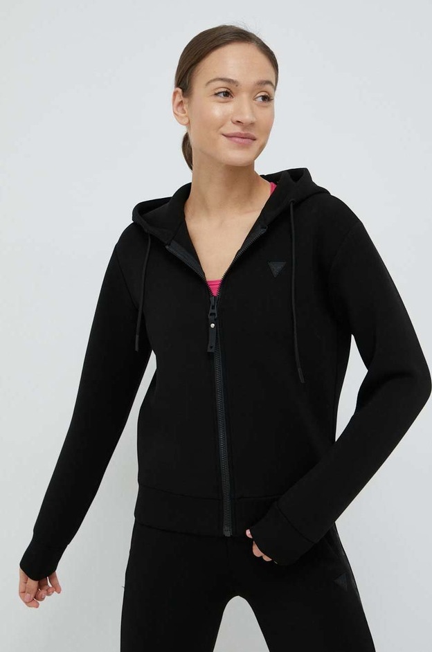 Guess Bluză ALLIE culoarea roz, cu glugă, cu imprimeu, V3RQ11 K7UW2