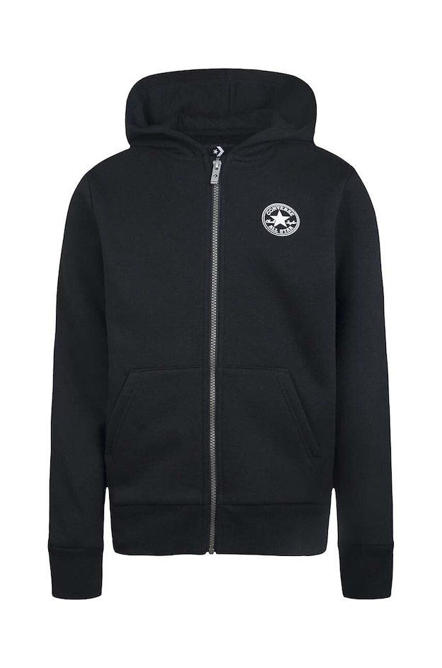 Converse Bluza copii culoarea negru, cu glugă, neted
