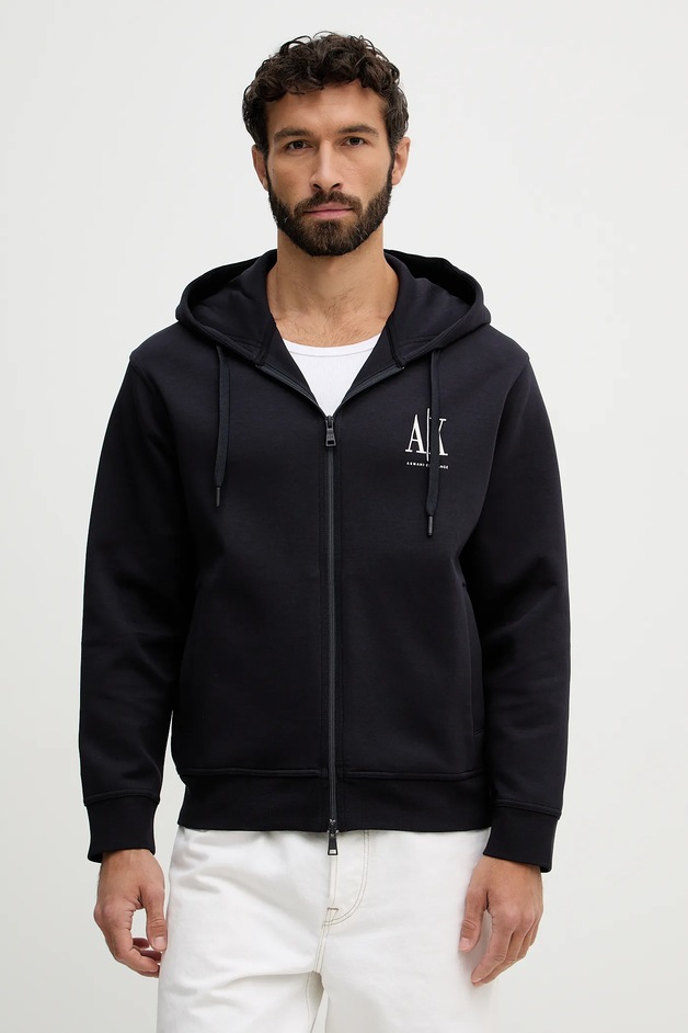 Armani Exchange Hanorac cu fermoar și glugă pentru bărbați cu bumbac