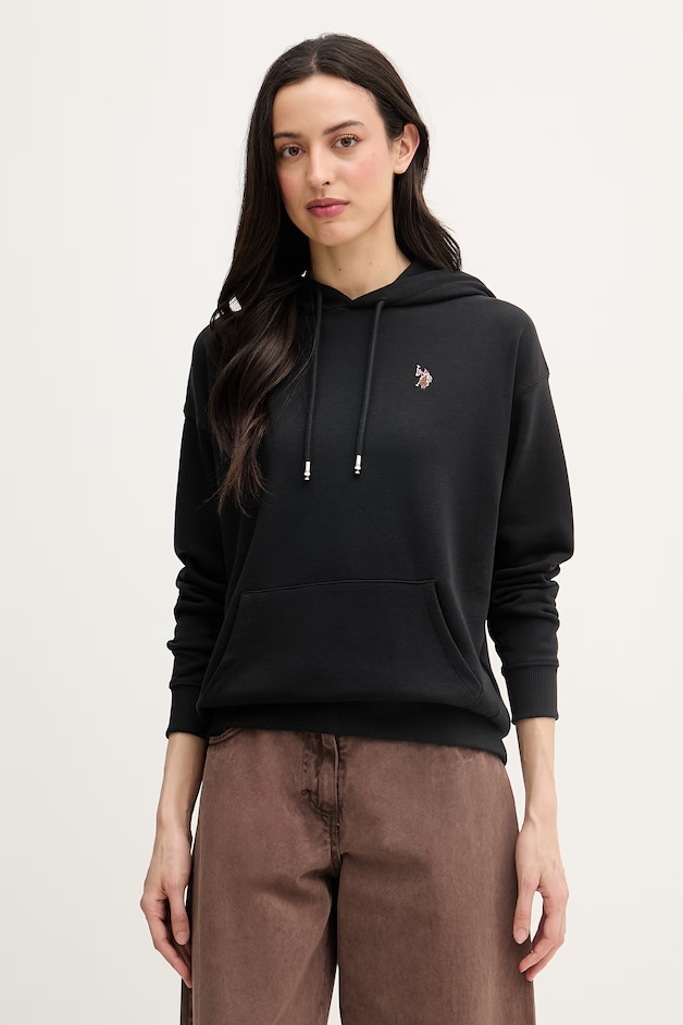 U.S. Polo Assn. Hanorac cu glugă pentru femei. din bumbac DHM Hoodie negru WUP2541