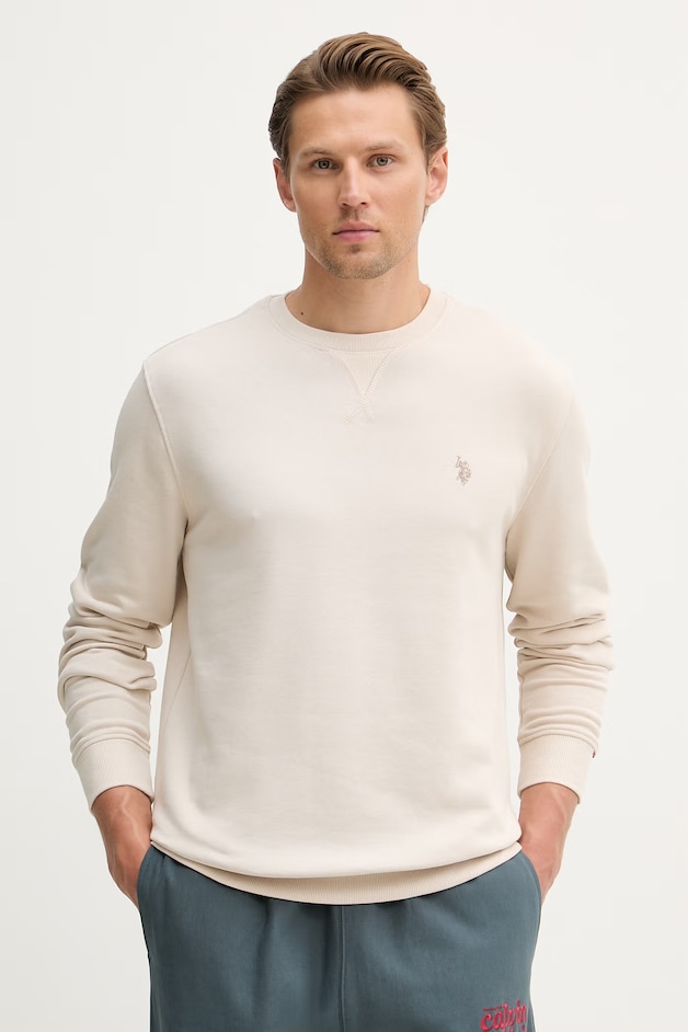 U.S. Polo Assn. Hanorac bărbătesc cu bumbac DHM LB CREW bej MUP3356