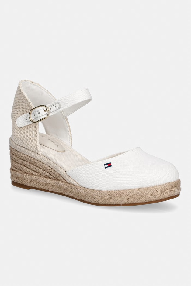 Tommy Hilfiger Espadrile pentru femei MID WEDGE ESPAD CLOSED TOE albe FW0FW09233