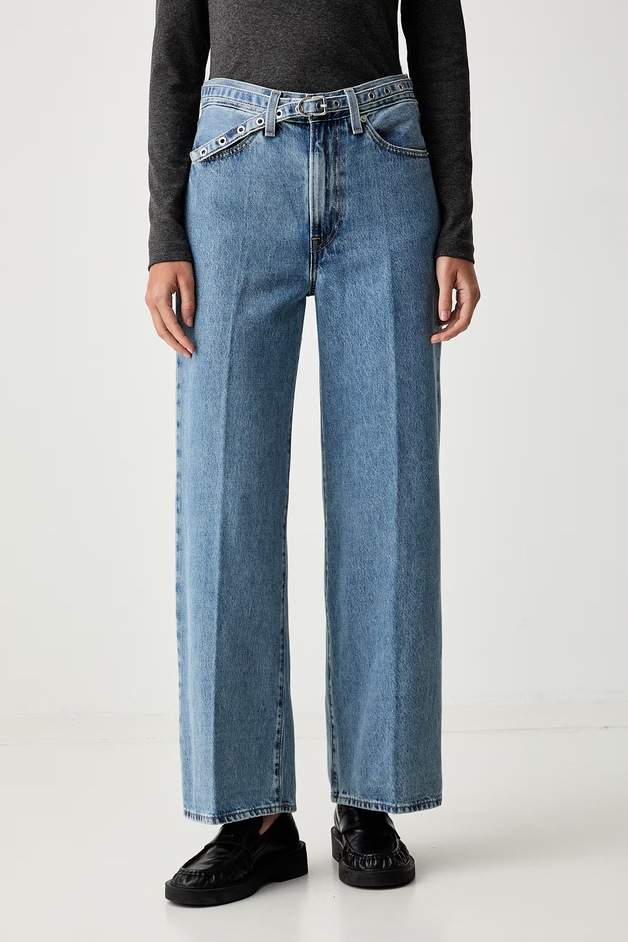 Levi's Blugi wide leg pentru femei RIBCAGE WL BELTED albaștri 005LK
