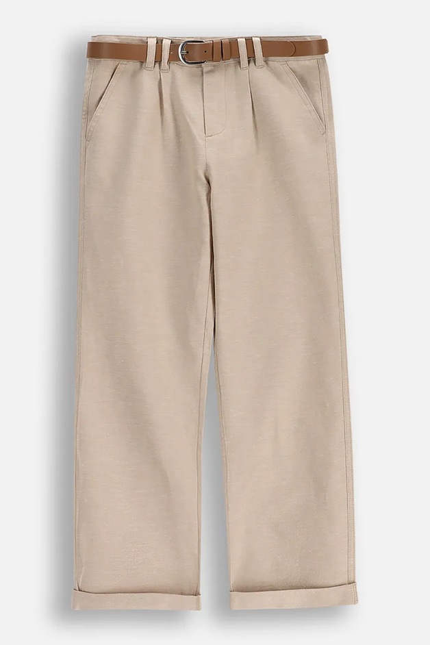 Coccodrillo pantaloni chinos pentru copii, cu in bej talie normală