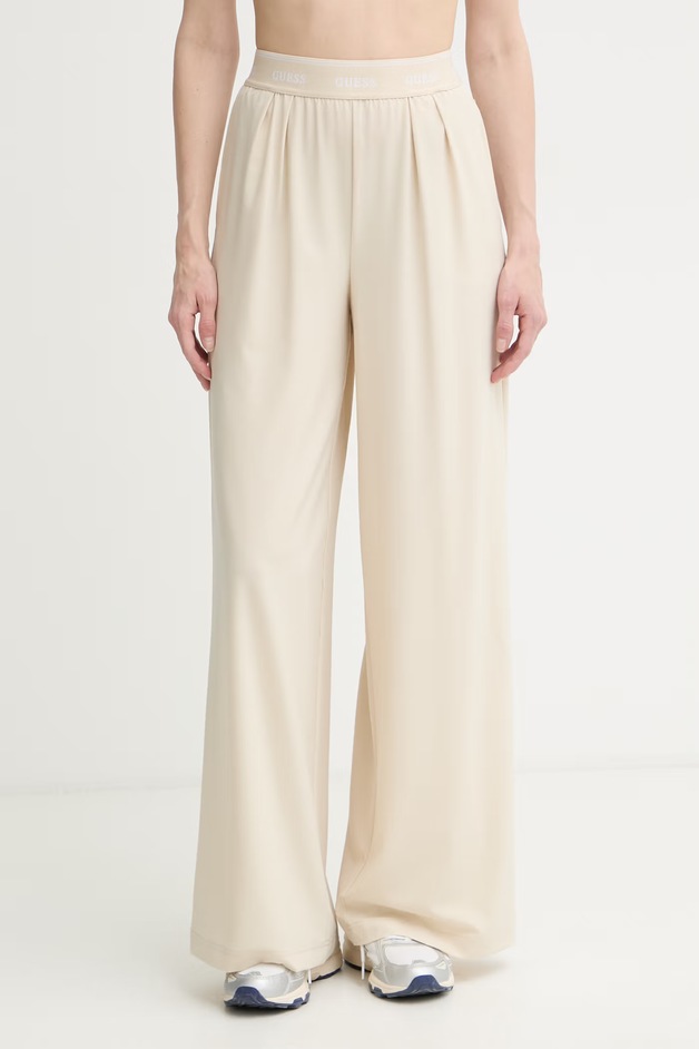 Guess Pantaloni de trening pentru femei SELENE bej high waist V6GB08 W1771