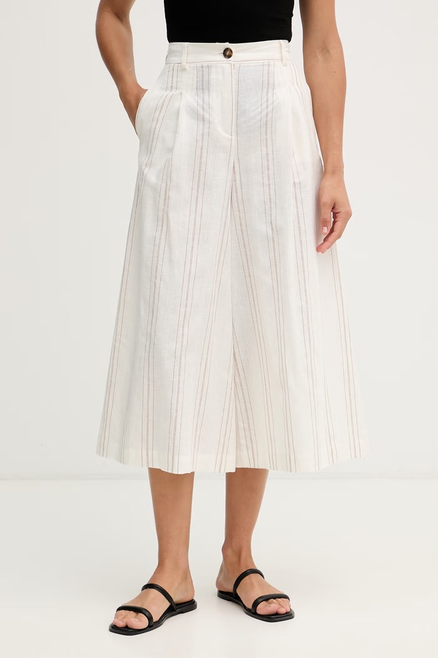 United Colors of Benetton Pantaloni culottes pentru femei, cu in bej high waist 4K9FDF0BR