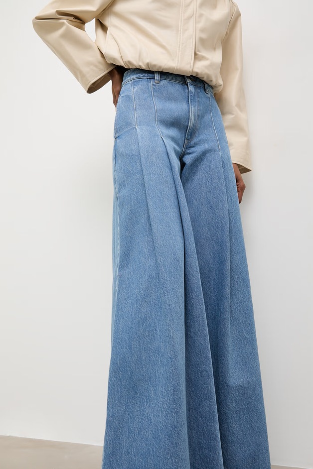 Answear.LAB Blugi wide leg pentru femei Unscripted Collection albaștri