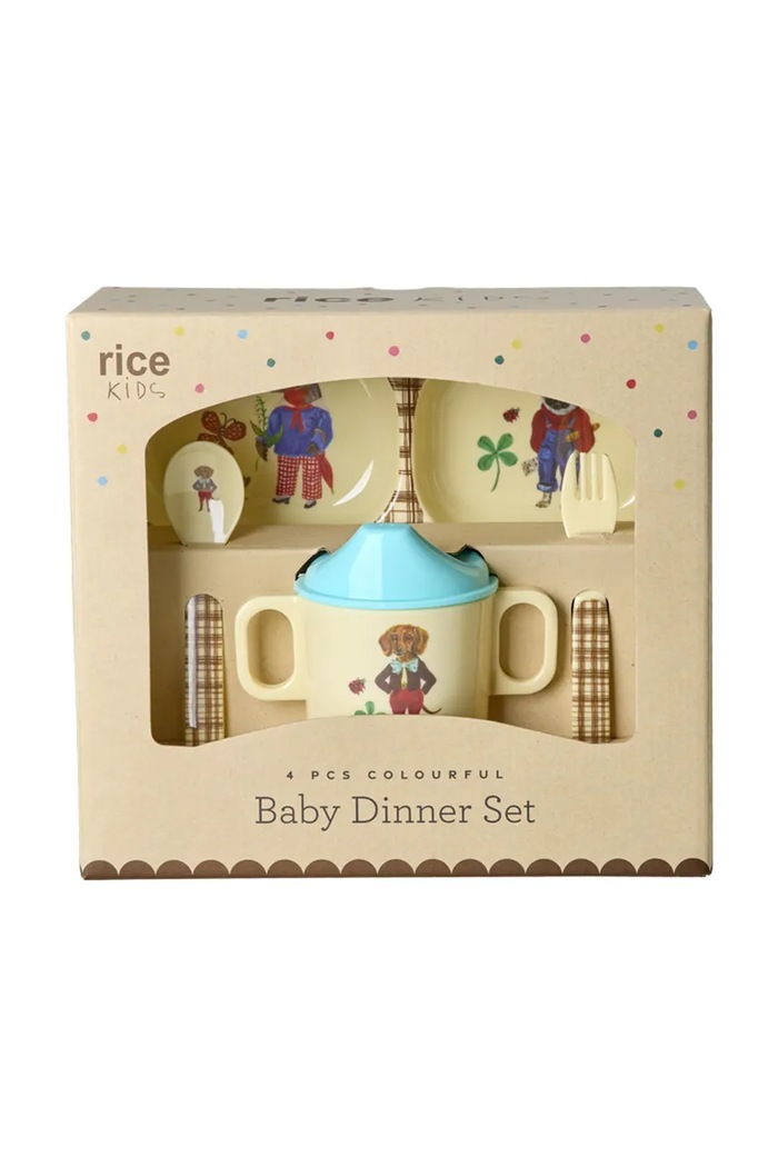 Rice zestaw obiadowy dla dziecka z melaminy 22,5 x 11 x 25 rm multicolor BABOX.4ZNAT2BR