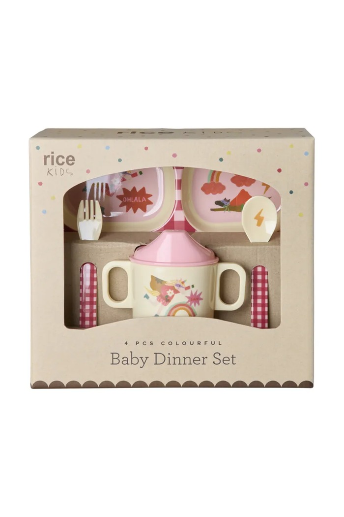 Rice zestaw obiadowy dla dziecka z melaminy 22,5 x 11 x 25 cm multicolor BABOX.4ZHEROI