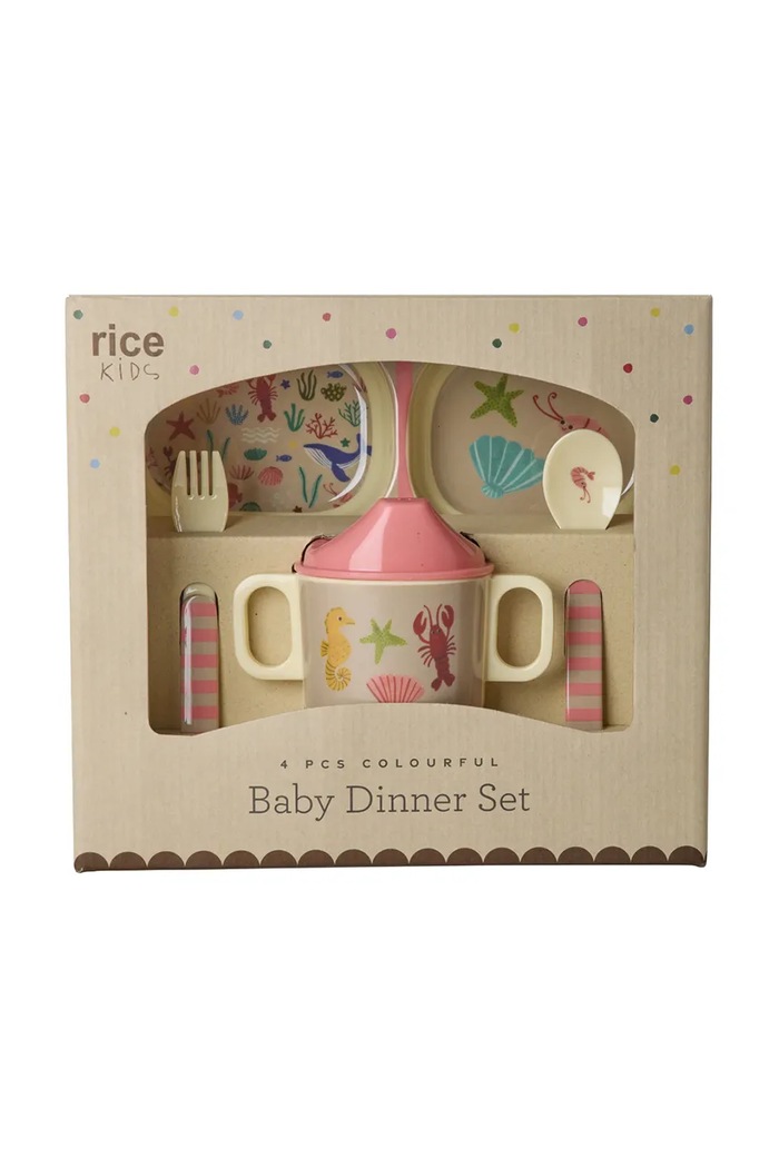 Rice zestaw obiadowy dla dziecka z melaminy 25 x 11 x 25 cm multicolor BABOX.4ZOCEI