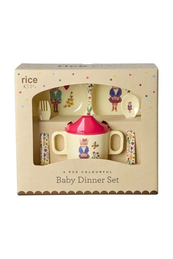 Rice zestaw obiadowy dla dziecka z melaminy 22,5 x 11 x 25 cm multicolor BABOX.4ZNAT2CR