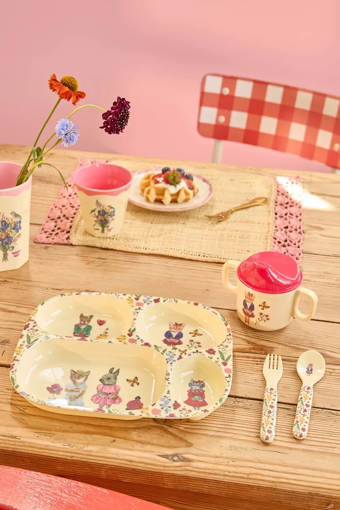 Rice zestaw obiadowy dla dziecka z melaminy 22,5 x 11 x 25 cm BABOX.4ZNAT2CR multicolor