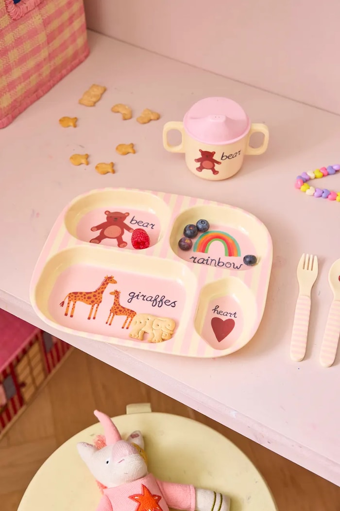 Rice zestaw obiadowy dla dziecka z melaminy 22,5 x 11 x 25 cm BABOX.4ZABCI multicolor AA00