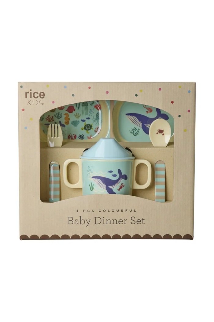 Rice zestaw obiadowy dla dziecka z melaminy 22,5 x 11 x 25 cm multicolor BABOX.4ZOCEB