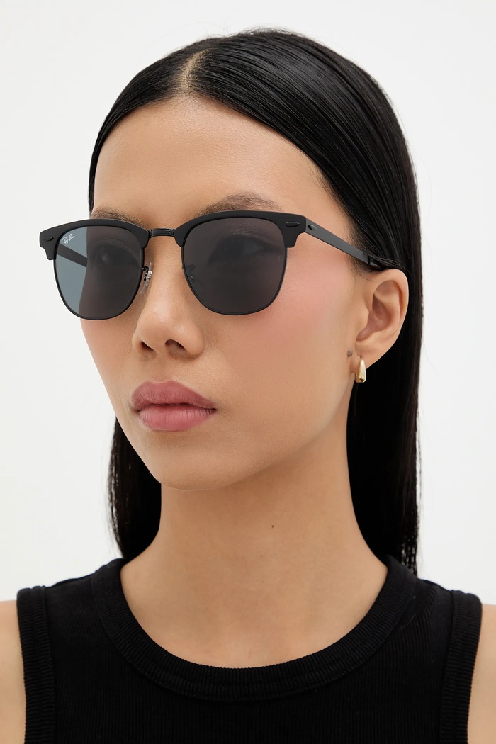 Ray-Ban – Okulary CLUBMASTER METAL czarny 0RB3716.186/R5.51.D