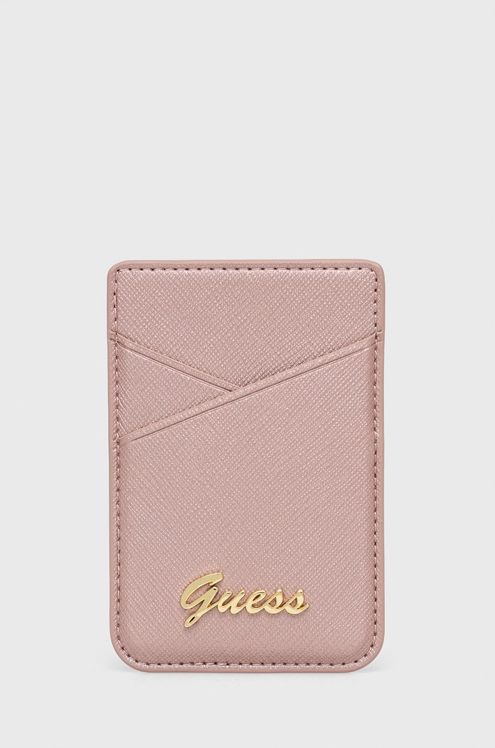 Guess Suport pentru card magnetic imitatie de piele roz GUWMSSASLPI