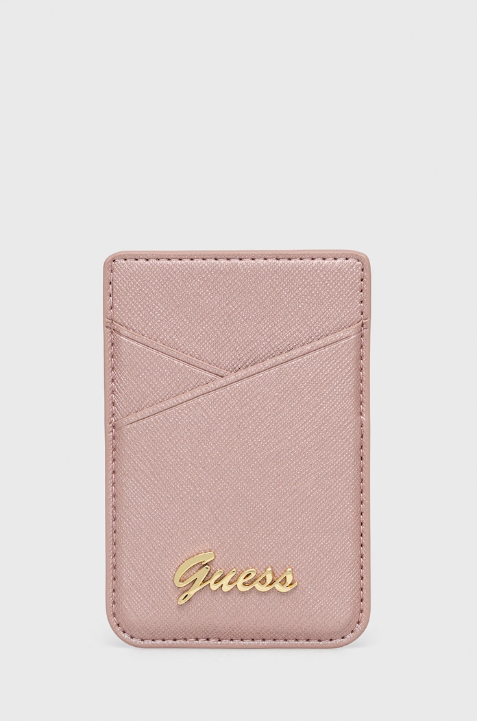 Guess Suport pentru card magnetic imitatie de piele roz GUWMSSASLPI
