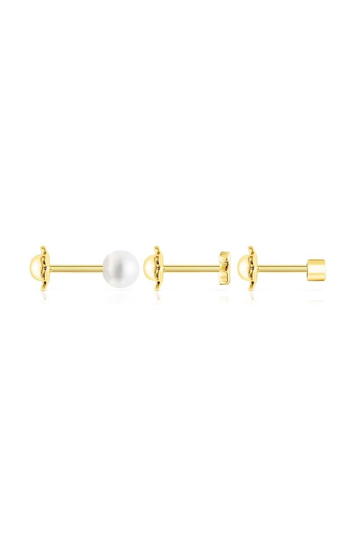 Pozlacené stříbrné náušnice Tous Pearl 3-pack 1003596600 zlatá AA00