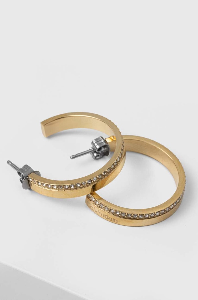 Naušnice Calvin Klein cirkonij zlatna 35000164