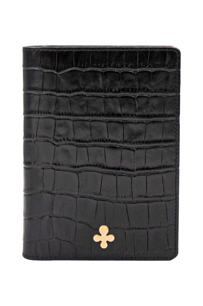 Lilou etui na paszport skórzane czarny PASS/BLACRO/PO